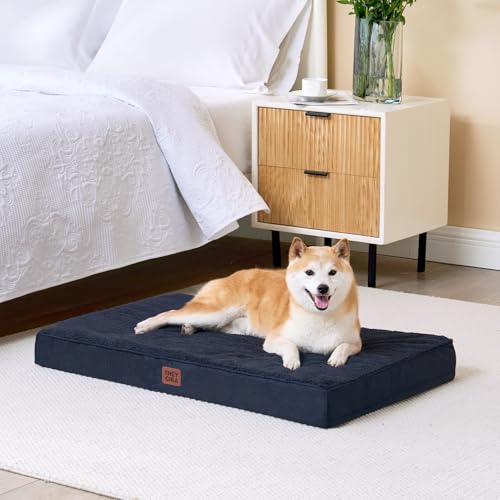 Orthopedic Dog Bed with Removable Washable Cover (30*20*3.5 inches / Navy)