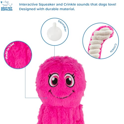 Interactive Squeaky Dog Chew Toy (Octomutant (Fuchsia) / Large)