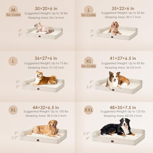 XXL Dog Bed Memory Foam (Beige / 48.0"L x 35.0"W x 7.5"Th)