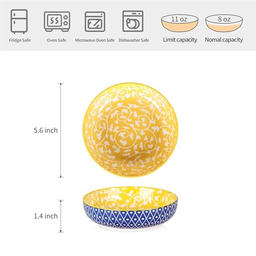 5.6 Inch Ceramic Cat Bowls (5.6 Inch, Set of 6 / Assorted Colors)