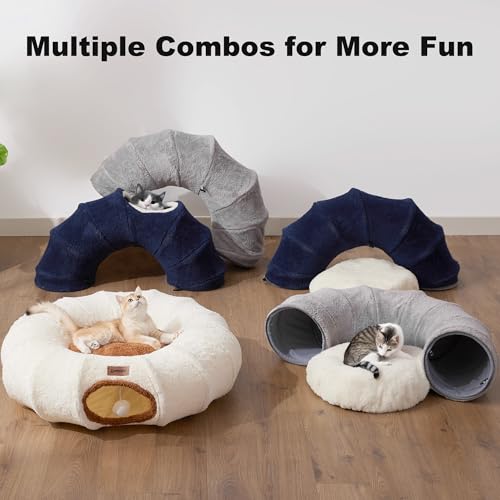 Cat Tunnel Bed for Indoor Cats (Navy Blue / Standard)