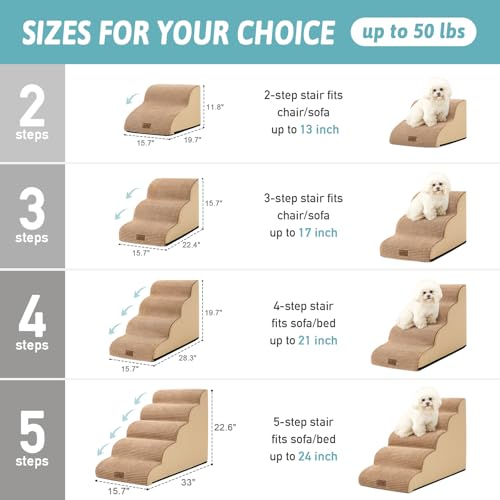 Dog Stairs for Small Dog 22.6" H (Light Brown / Standard:15.7"x33"x22.6")