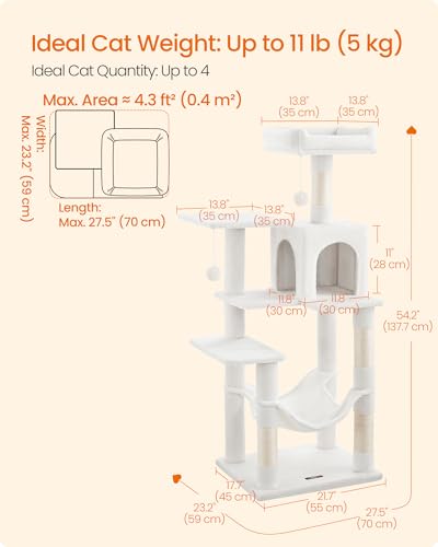 Cat Tree 54.2 (54.2 Inches / Cream White)