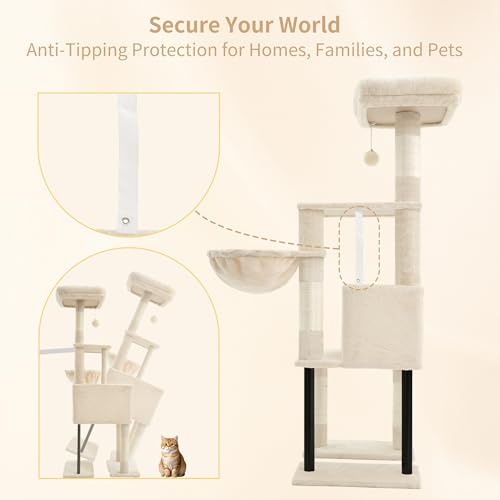 Cat Tree with Toy (49.2 inch / Beige)