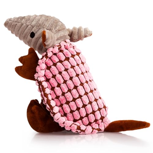 Armadillo Squeaky Puppy Dog Toys for Small Medium Dogs (8 IN / Pink)