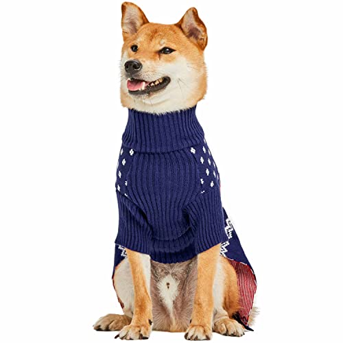 Christmas Reindeer and Snowflake Dog Sweater in Royal Blue (16 inch (Pack of 1) / Reindeer - Royal Blue)