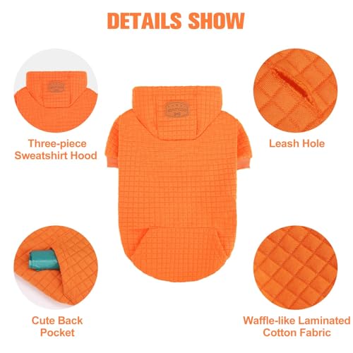 Dog Hoodies Sweater for Small Dogs (Orange / XS (Back: 10",Chest: 14", Neck: 8.7"))