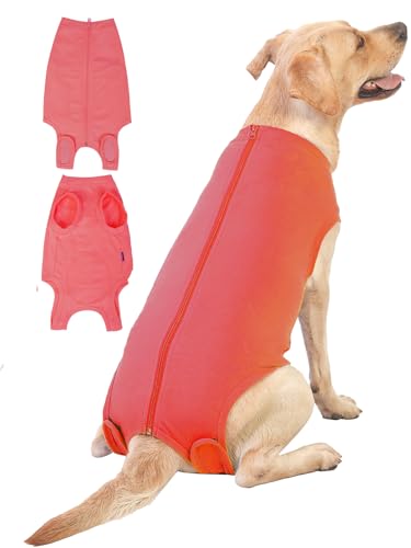 Dog Surgery Recovery Suit (XL(Back18- 20" Chest 23- 25" Weight 37- 57 lb) / Light Red)