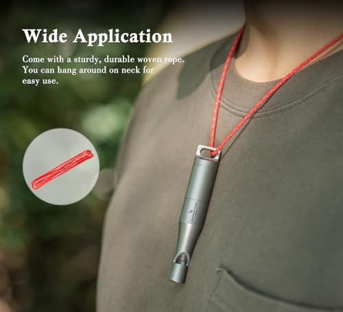 Titanium Whistle Emergency Survival Safety Whistles with Lanyard Loud for Outdoor Camping Hiking Coaches Training Sports Keychain Whistle (1 PCS - Ti9017)