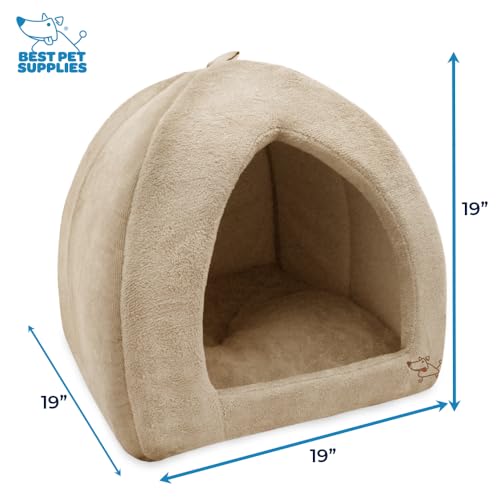 Cat Bed for Indoor Cat (Tan / 19" x 19" x H:19")