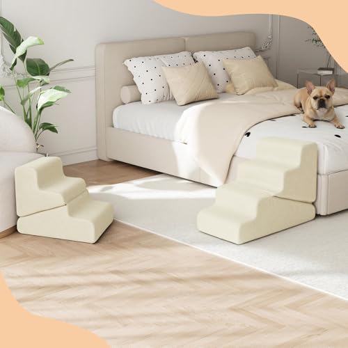 Dog Ramp for Bed (Beige / Standard 5 Step)