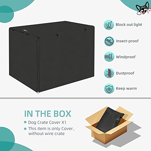Dog Crate Cover for 42" Large Wire Dogs Cage (Black / 42 Inch)