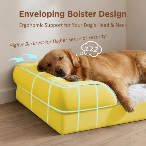 Waterproof Orthopedic Dog Bed for Extra Large Dogs (42.0"L x 30.0"W x 8.5"Th / Spicy Mustard)