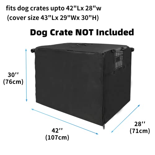 Dog Kennel Cover 42 Inch Waterproof 600D Oxford with 1 (42.0"L x 28.0"W x 30.0"H / Black Cover(only Cover))