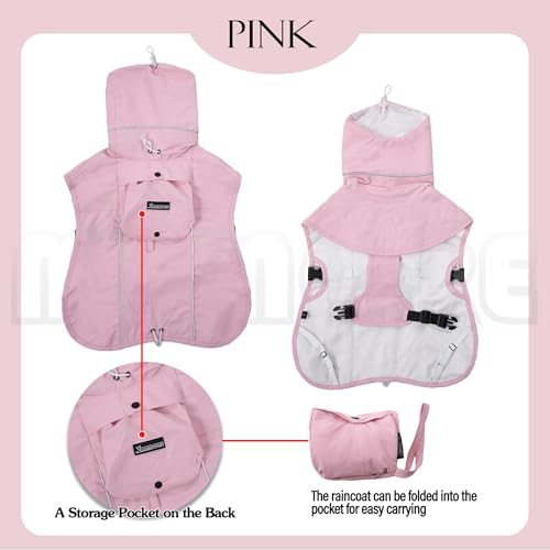 Dog Raincoat Waterproof Rain Jacket for Small Medium Large Dogs (Pink / 3X-Large(88-110lb))