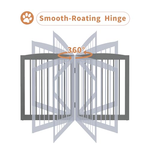 Freestanding Dog Gate with Door (4 Panel 24" / Gray)