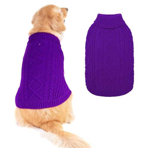 Dog Sweater for Large Dogs (Purple / Large)