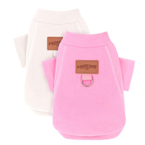 2 Pieces Dog Sweater Fleece Dog Winter Clothes for Small Dogs Girl Boy Turtleneck Puppy Sweatshirt Pet Pullover Sweaters Cat Apparel Clothing (Beige+Light Pink / X-Small)