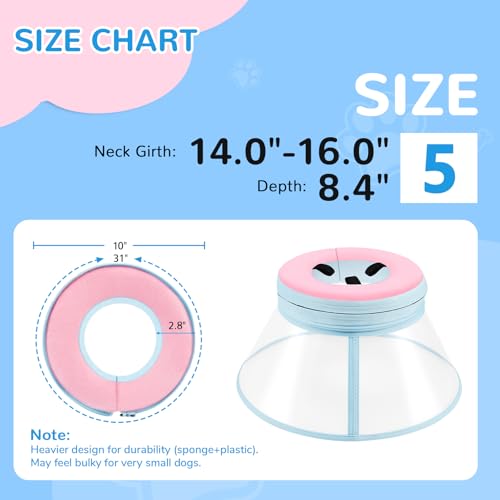 Sponge Core Dog Cone (Pink / Size 5(Neck: 14.0"- 16.0"))