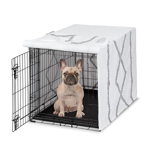 30in. Small Medium Dog Crate Cover (Grey Fringe / 30.0"L x 21.0"W x 19.5"H)