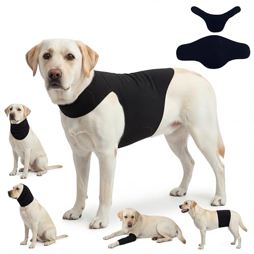 Dog & Cat Surgery Recovery Suit and Anxiety Wrap (L / Black)