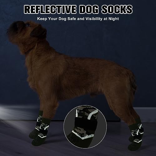 Dog Socks to Prevent Licking Paws for Hot (Reflective Camouflage Green / M(Pack of 4))