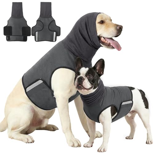 Dog Calming Hoodie Thunder Anxiety Relief Vest for Large Dogs (Dark Grey / XL(33-44lb))