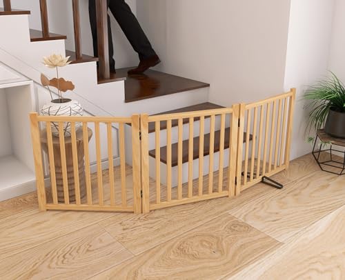 Non Painted Wooden Freestanding Dog Gates (【3 Panel】-23“ H)