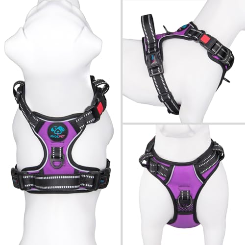Reflective Dog Harness Large Breed Adjustable No Pull Vest (Extra Large / Purple)