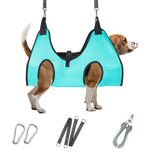 Dog Grooming Hammock (M for Medium Dogs 40LB / Green)