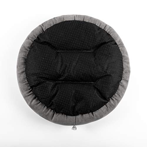 Round Donut Cat and Dog Cushion Bed (Grey / 19.7"L x 19.7"W x 5.9"Th)