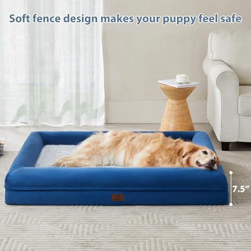 XXXL Big Large Orthopedic for Senior Dog Bed Comfy Sleeping (Blue / XXX-L (53x43x7.5in))