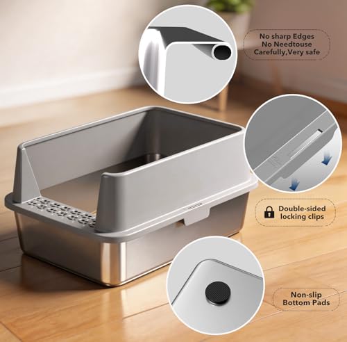 2PACK Stainless Steel Litter Box (2PACK-Grey)