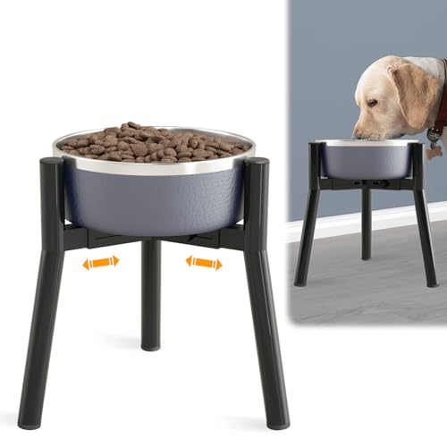 Adjustable Dog Bowl Stand (Black-HM / Height: 11", Width: 7-10.6")