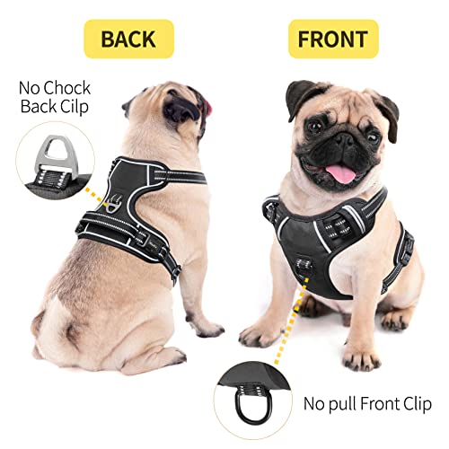 Dog Harness No Pull Adjustable Padded Reflective Harness for Small Medium Large Dogs with Handle for Walking Training (M / Black)