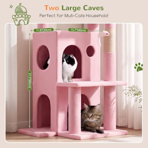 Cat Tree Tower for Indoor Cats Large Adult (Pink / XL)
