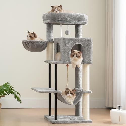 Cat Tree 43.3'' Cat Tower with Hammock for Kittens GCT004SW (43.3 inches / Light gray)