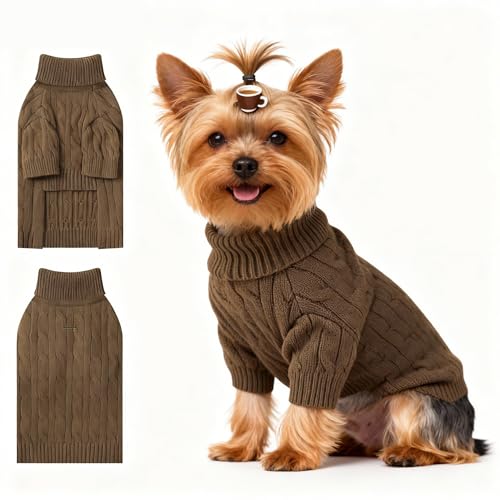 Small Dog Thermal Pullover Sweater (Brown(Order One Size Up) / Small)