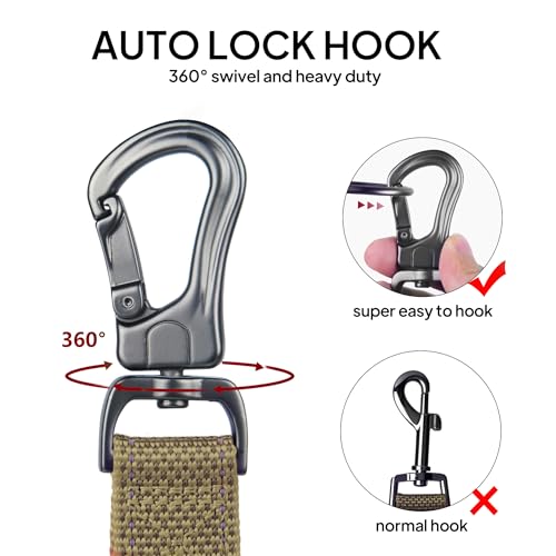 6FT 1IN Heavy Duty Dog Leash for Large Dogs with 2 Padded Handles (Brown / 1 in x 6 ft)
