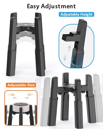 Dog Bowl Stand with Adjustable Height and Width [2 Pack (H: 6.3-10.6''; W: 6.1-10.4'')