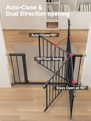 29.5 40.5" Baby Gate for Stairs (Black / 29.5-40.5"W x 30"H)