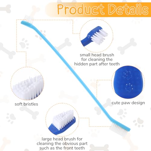 200 Pcs Dog Toothbrush Dual Headed Dental Brushes Bulk Dog Tooth Brushing Kit Long Handle Soft Bristles Pet Tooth Brush for Large and Small Dogs