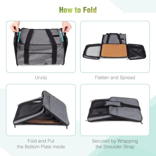 2 Packs 25 lbs Soft Sided Pet Carrier for Large Cat & Small Dog (17.5"L x 11.0"W x 11.0"H / Grey green*2)
