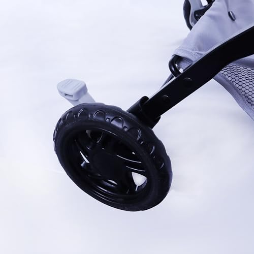 Pet Stroller 4 Wheels for Cats and Dogs (Reversible Handle / Silver)