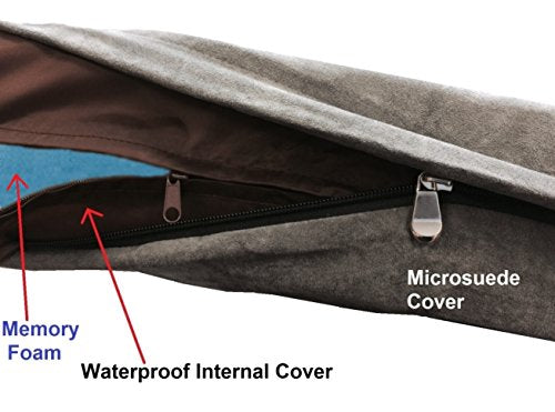 XXL Orthopedic Gel Infused Cooling Memory Foam Dog Bed for Large Pet (XXL 55" Length X 37" Width / Microsuede in Gray)