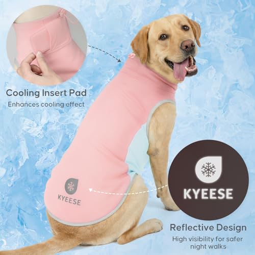 Dog Cooling Vest Evaporative Turtleneck Dog Cooler Jacket for Summer (Pink / XXX-Large (55-75lbs))