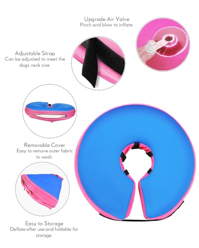 Inflatable Dog Cone (PinkBlue / M(12"-15"))