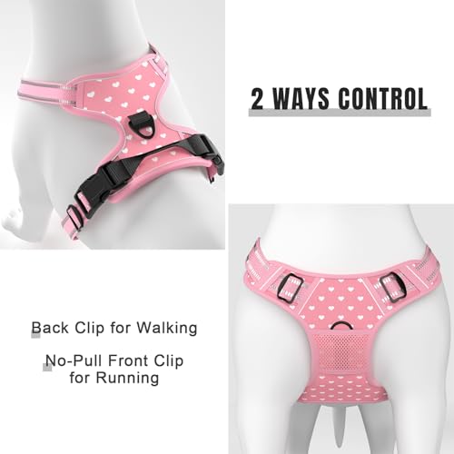 No Pull Dog Harness (Pink Hearts / Medium)