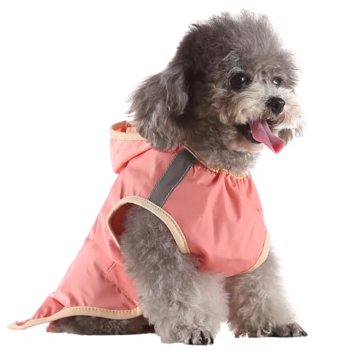 Dog Raincoat Hooded Reflective Waterproof Slicker Poncho (Pink / 4XL(44-55 pound))
