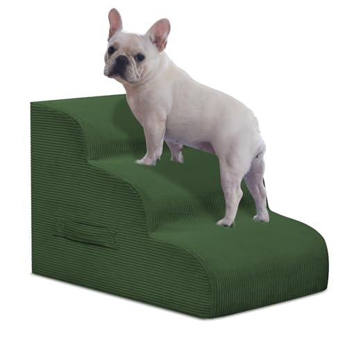 3 Step Dog Stairs Pet Ramp for High Beds (Green / 3-Step 16"H)
